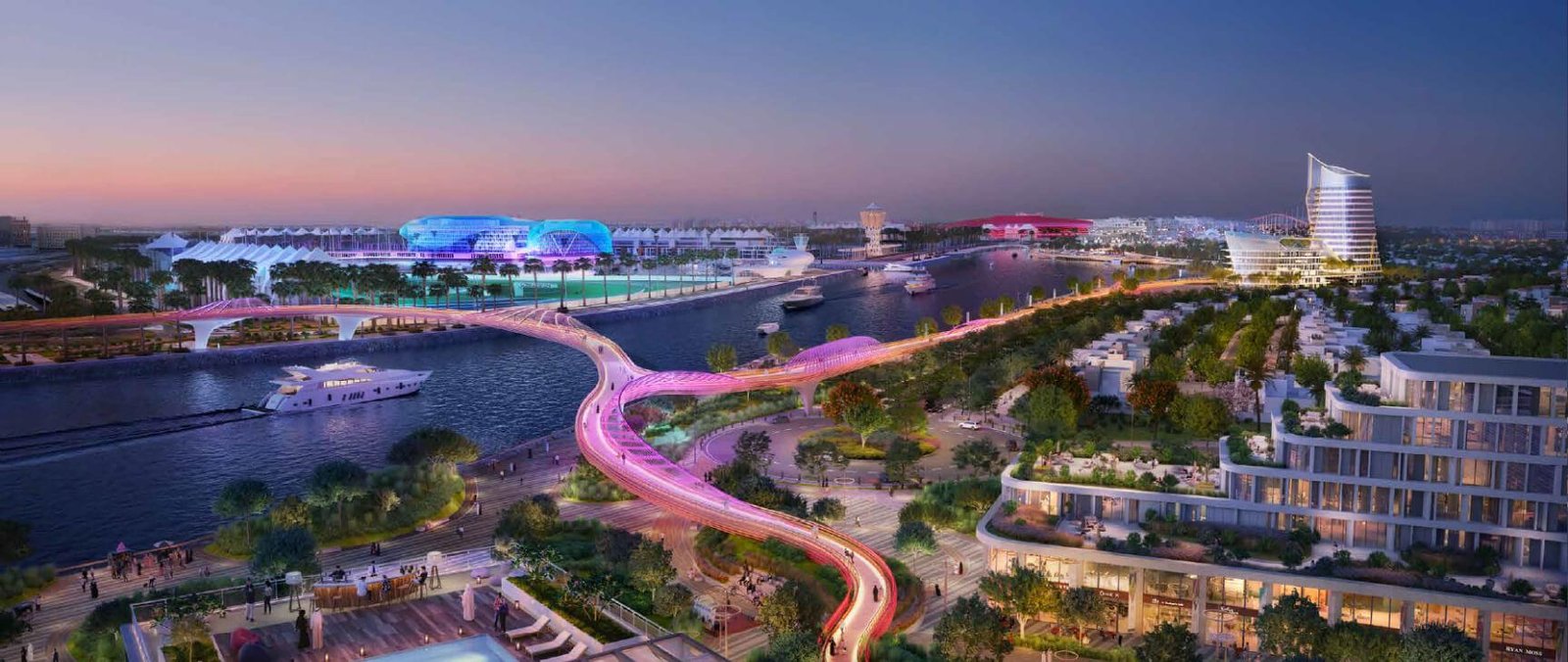 Community amenities and green spaces at Yas Canal Project Abu Dhabi supporting family living, Emirati heritage, and premium residential value.